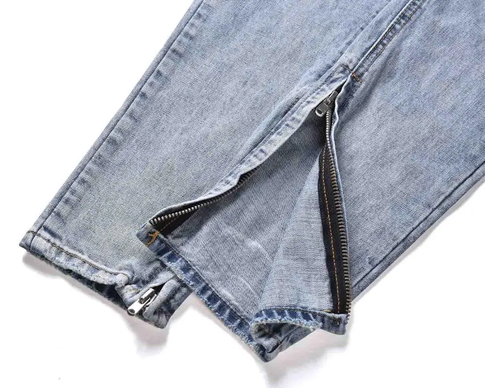 Мужские рваные потертые синие джинсы с застежкой-молнией на лодыжке, длинный джинсовый ремень, аналогичный сезон 6, мужские джинсовые штаны