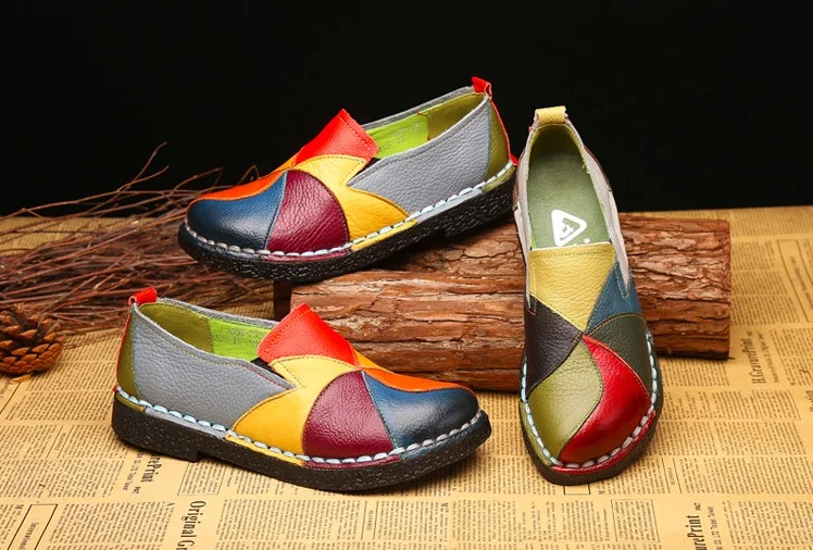 Genuine Leather Women Flats Shoes Nice Spring Summer Casual Women Shoes   Fashion Breathable Soft Mother ShoesNice0530-183321