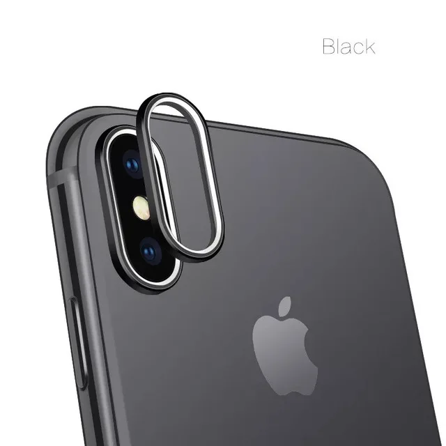 Роскошный задний охранная Камера металлическая позолоченная цепь защитное устройство для объектива чехол кольцо для пробирок для Apple IPhone X защиты объектива кольцо аксессуары - Цвет: black