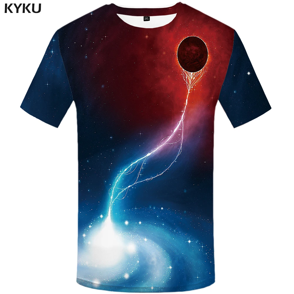 

KYKU Galaxy T Shirt Women Planet T-shirts Fire Space Tshirt Punk Rock Tee Gothic Tshirt Summer Style Womens Clothing 2018 Casual