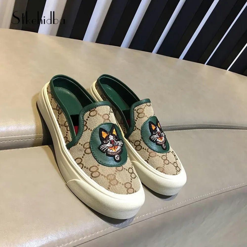 

Stkehidba Breathable Cow Leather Loafers For Women's Shoes Doggy Printed Flats Shoes Top Quality Casual Silp On Ballet Shoes