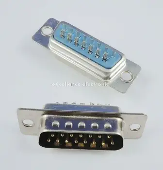 

10 Pcs D-SUB Male Solder Type 15 Pin Plug Adapter Connector 2 Rows DB15M