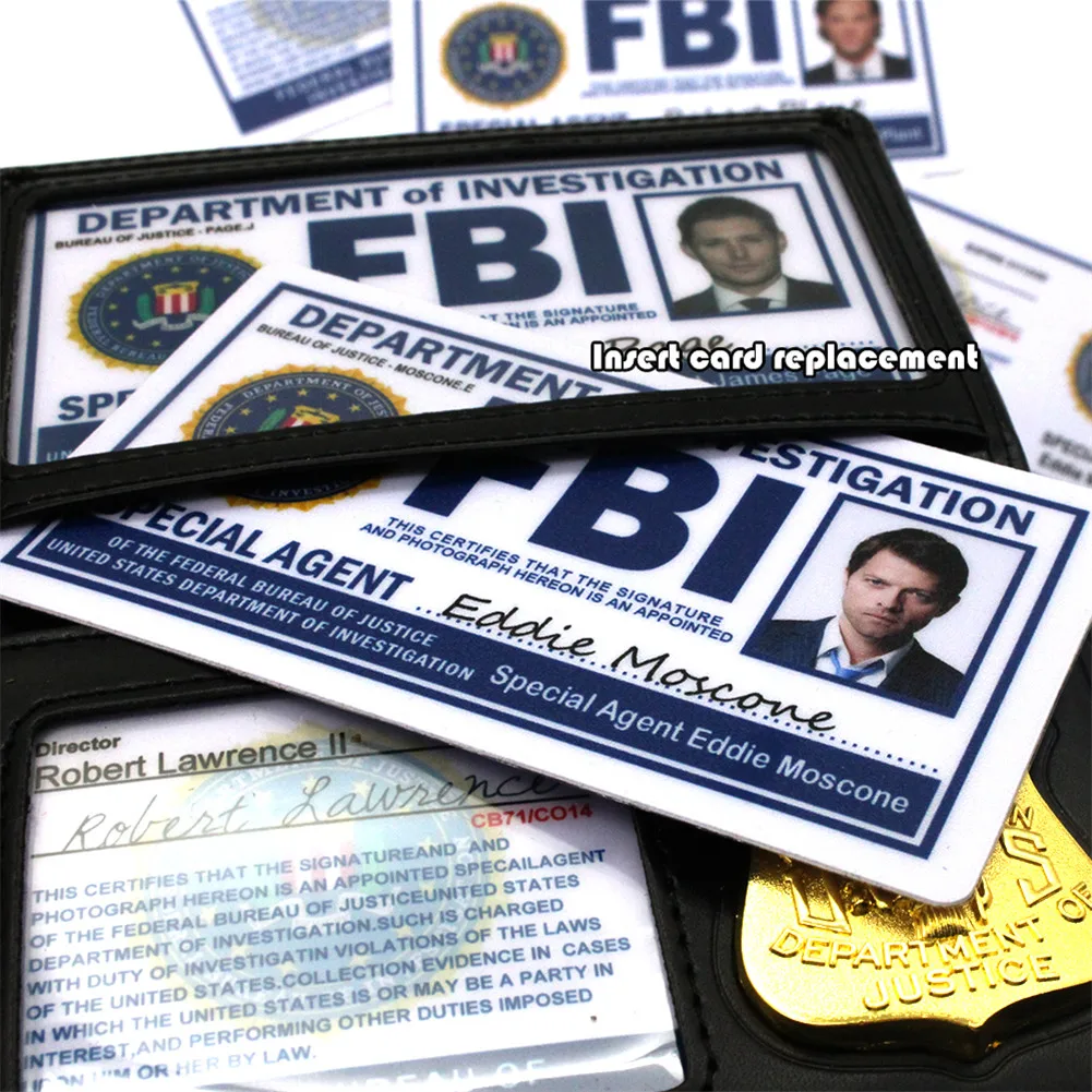 Titular do Cartão de Identificação da Polícia Crianças Role Playing Brinquedos Ocupações Sobrenatural Dean Sam Winchester Fbi Metal Crachá Cartões Carteiras Titular 5 Outros brinquedos de profissão