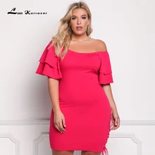 Lan Karswear 2017 Big Size Summer Slash neck Bodycon Dresses For font b Women b font