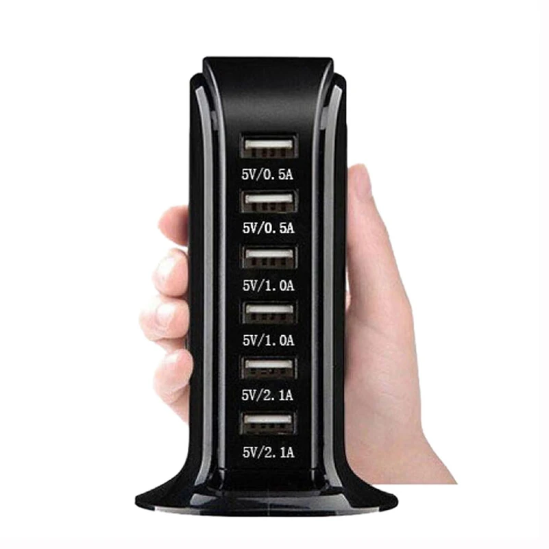 Tanie Uniwersalny 6 porty USB szybkie stacja ładowania 30W naścienna na USB ładowarka wtyczka podróżna pulpit rozdzielacz hub na USB wielu portów ładowarka do telefonu