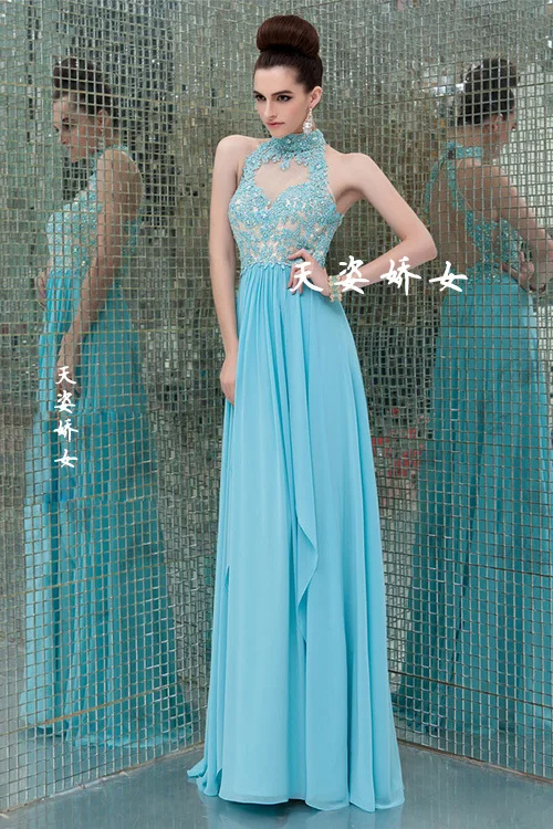 

cheap free shipping robe de soiree 2018 new fashion sexy backless vestido de festa highneck party prom gown bridesmaid dresses