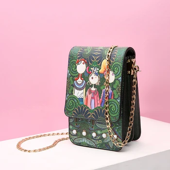 

Green Mini Cute Wallet Shoulder Bag for Little Girls Casual Cartoon Printed Purses Crossbody Bags