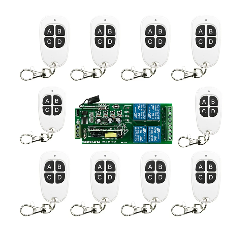 

New AC85v~250V 110V 220V 230V 4CH RF Wireless Remote Control System / Radio Switch remote switch 220v Learning code receiver
