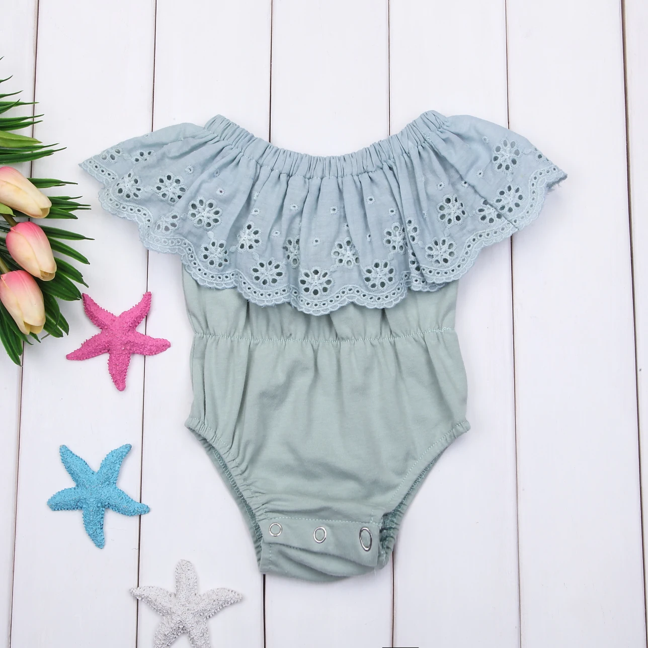 Цельный комбинезон без рукавов с вырезом лодочкой для новорожденных и маленьких