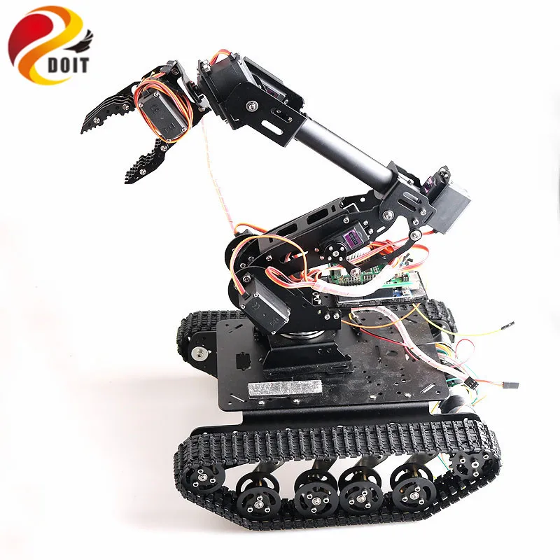  SZDOIT Wifi/Bluetooth/Handle Control 8DOF Metal Robot Arm With Gripper+Smart Tank Chassis Kit Robot - 33056337284
