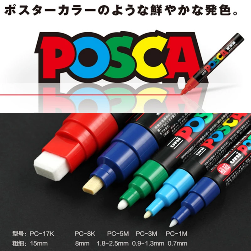 UNI POSCA MARKER EXTRA FINE PAINT PENS 1M SIZE TIP 0.7 mm ALL COLORS