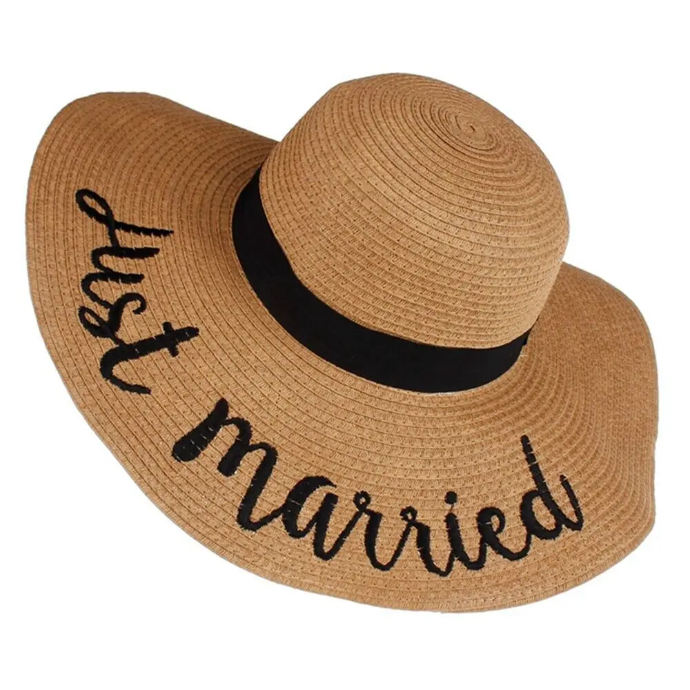 

Women Ladies Summer Big Wide Brim Straw Hat Floppy Derby Beach Sun Foldable Cap Black White Camel