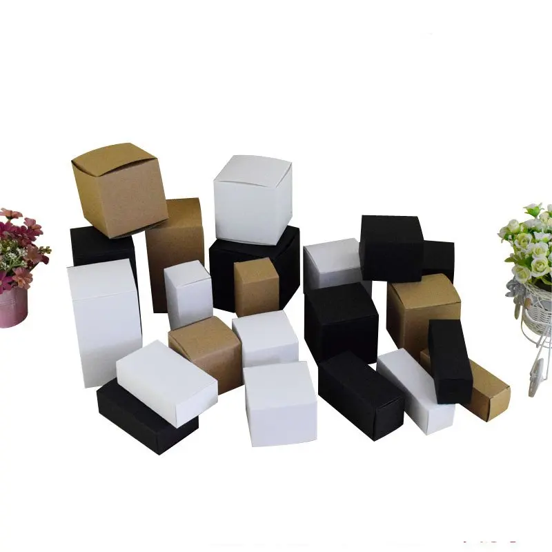 

50pcs/lot Natural Kraft Paper Box Cube Tuck Top Gift Box Marriage Emballage Cajas Cosmetic Jar Packaging Box Party Supplies