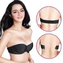 One-piece no steel ring gather wedding bride without trace invisible underwear strapless half cup glossy invisible bra