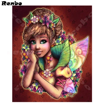 

DIY 5D Full Diamonds Embroidery Little fairy Diamond Painting Cross Stitch full square Diamond Mosaic cartoon girl Home Decor