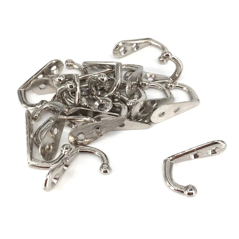 30PCS Cloth Hook Hangers Silver Wall Hook Key Coat Bag Hat Hanger Robe