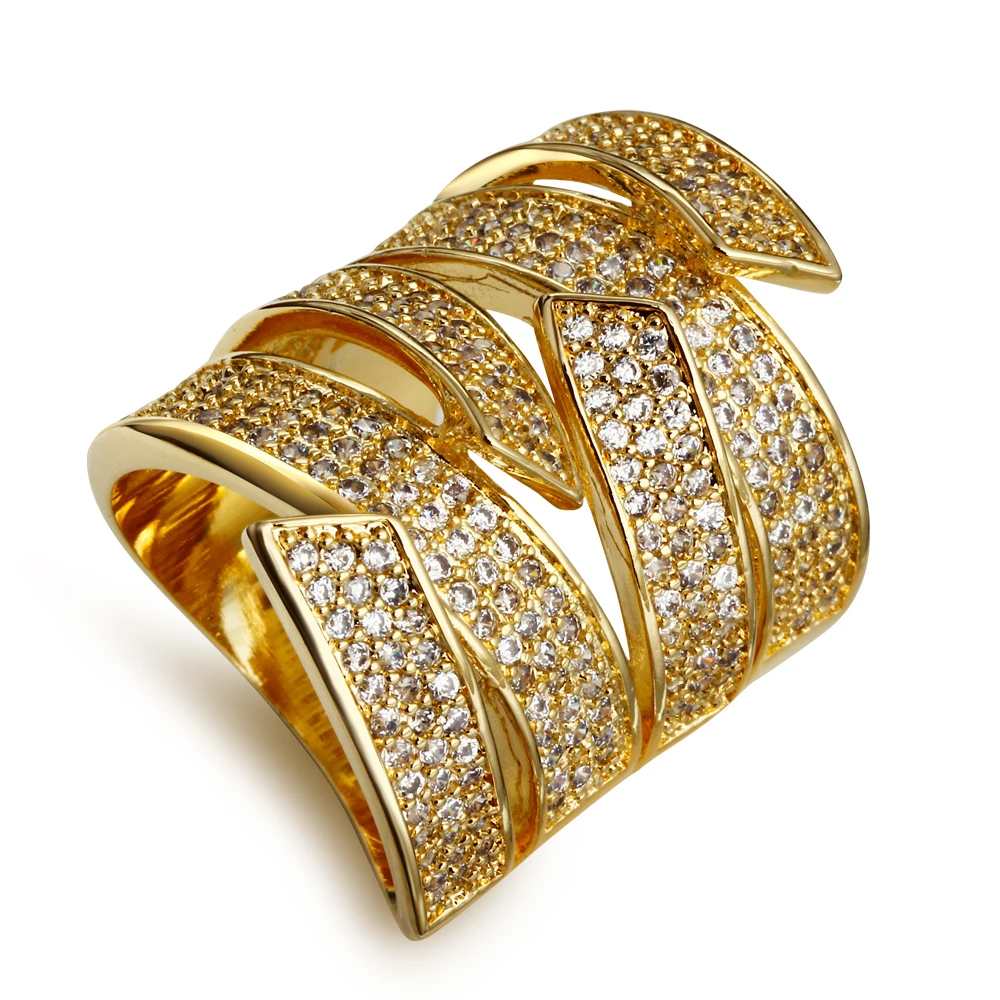 Exquisite Oversized Vintage Antique Gold Color Full Crystal Big Wedding  Finger Ring Fashion Jewelry - Size 7 - Walmart.com