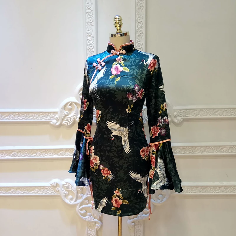 Китайское стильное платье Cheongsam Qipao Шанхай Тан японское кимоно свободное Ретро Винтаж Ао Дай Вьетнам платье TA1471