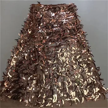 

New Design 3d Sequin Lace Fabric 2019 African Tulle Lace fabric With Sequins High Quality Wine 3D Sequin Fabric For Dresses