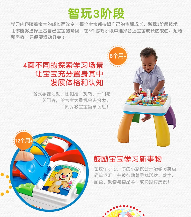 Подлинный бренд Fisher Price DWN37 многофункциональный игровой стол двуязычная машина смеяться и узнать по всему городку