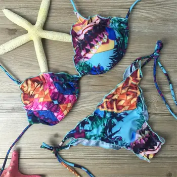 

Swimwear Women bikini set two pieces Swimsuit Bather African Sexy Thong Bikini Lace Up Biquini Bathing Suit female