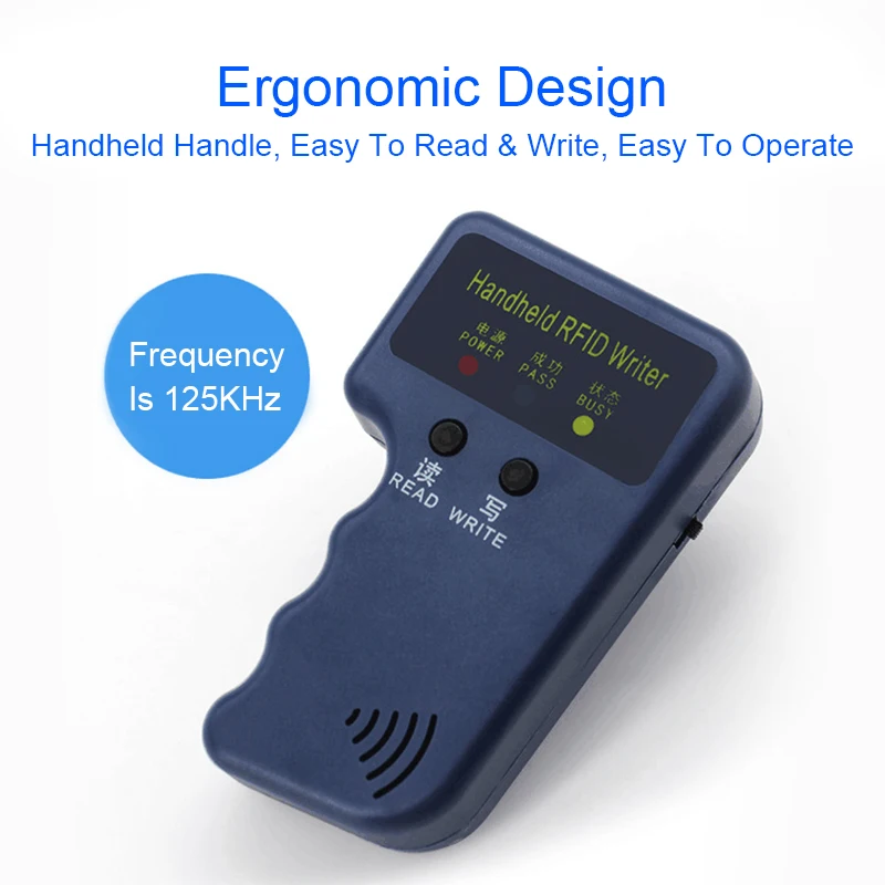 

Handheld 125KHz RFID Duplicator Copier Writer Programmer Reader + Keys + Cards EM4305 T5577 Rewritable ID Keyfobs Tags Card