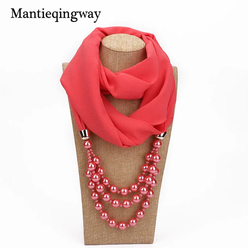 Mantieqingway шарфы с жемчугом ожерелья Длинные бусины для кулон шарф шейный женщин Bijoux