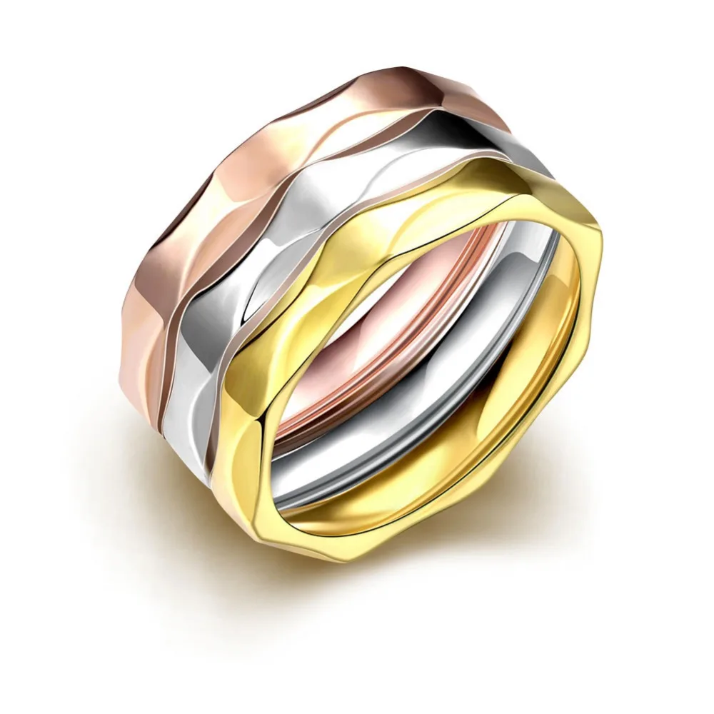 

R026 2016 New Top Quality Titanium Europe Fashion Personality Creativity Three Color Circle Titanium Steel Women Men's Ring