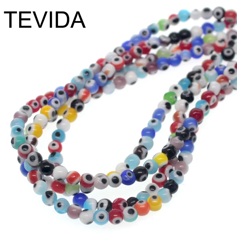 

Tevida 4 6 8 10 mm Fashion Turkey Blue Evil Eye Spacer Beads Round Glass Beads DIY for Jewelry Making Finding bracelet necklace