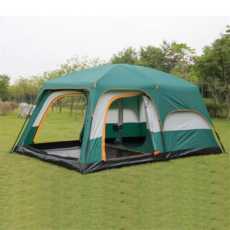 Большой семейный тент для 5-8 или 8-12 человек, водонепроницаемый двухслойный тент с кабиной, двухкомнатная палатка для кемпинга, солнцезащитные палатки