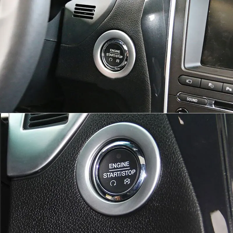 

ABS Car Ignition Engine Start Stop Button Cover Trim Ring Frame Deocration Car Stickers For Ford Explorer 2016 Car Styling