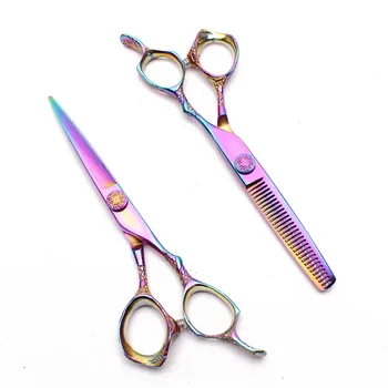 GĂŒnstig 50 Pcs 5.5In. 16 Cm 440C Angepasst Logo Professionelle Friseur Set Schneiden Schere AusdĂŒnnung Schere Salon Haar Schere C9001