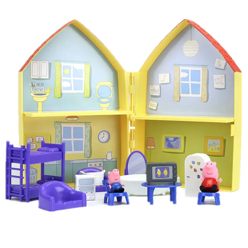 

Peppa Pig George Family friends Toys Doll Real Scene Model Amusement park house PVC Action Figures toys