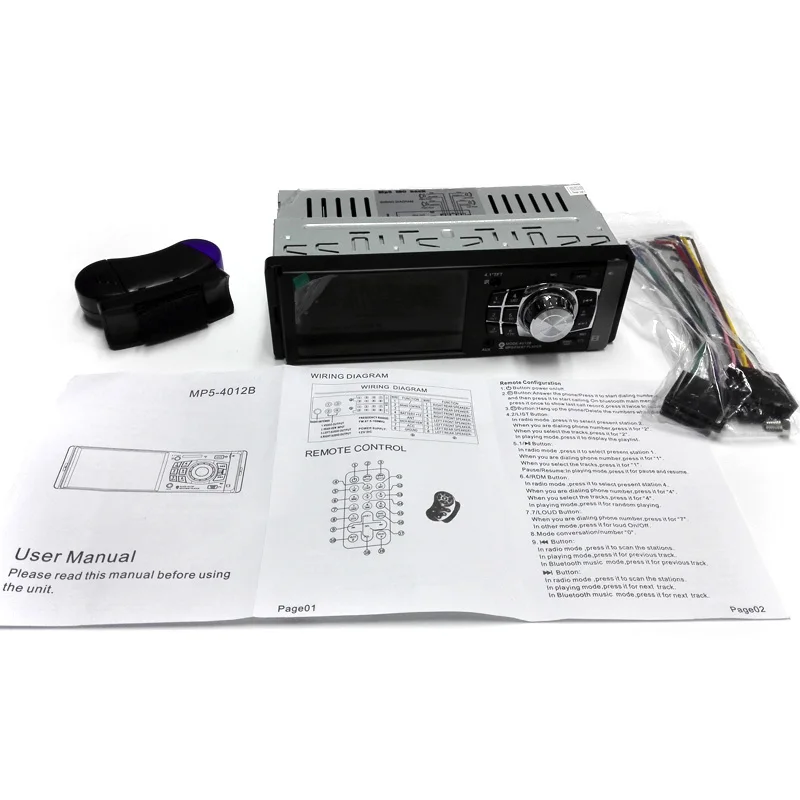 Автомагнитола 1 один DIN 12 в автомобильный аудио стерео Мультимедийный Плеер 4,1 дюймов экран Авторадио bluetooth SD USB TF Поддержка камеры 4012B