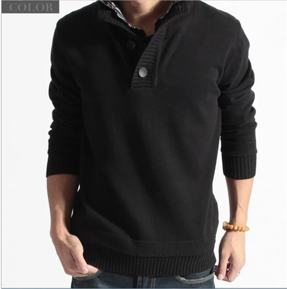 

2016 New Brand Solid Male Hombre Sweaters Double V Neck Cotton Sweaters Slim Fit Men's Fashion M-XXL
