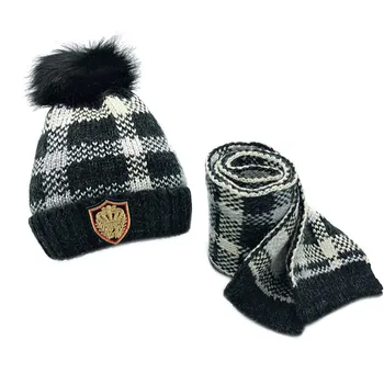 

2pc Warm winter baby hats Knitted Earflap Hat and Scarf Set Casual Kids Warm Beanies Warm Caps baby hats for girls boy