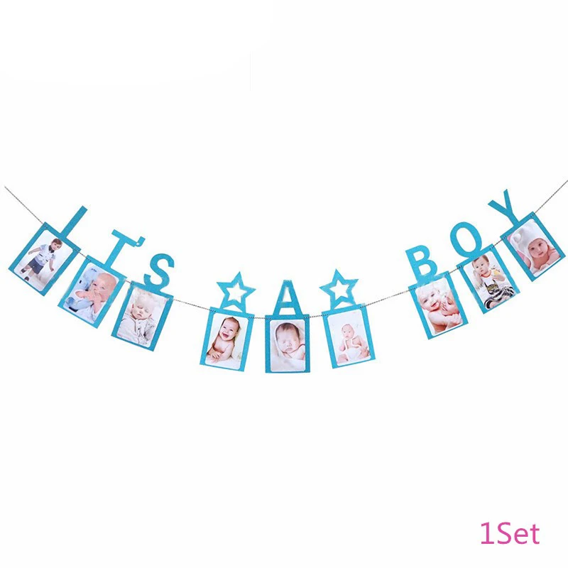 Chicinlife его мальчик/девочка баннер торт Топпер воздушный шар фото стенд реквизит детский Душ пол показать день рождения Декор принадлежности - Цвет: Blue