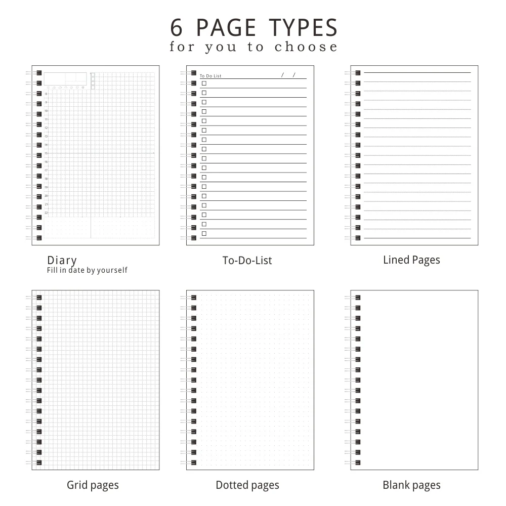 A5 A6 Spiral book coil Notebook To-Do Lined DOT Blank Grid Paper Journal Diary Sketchbook For School Supplies Stationery Store A5 A6 Spiral book coil Notebook To-Do Lined DOT Blank Grid Paper Journal Diary Sketchbook For School Supplies Stationery Store