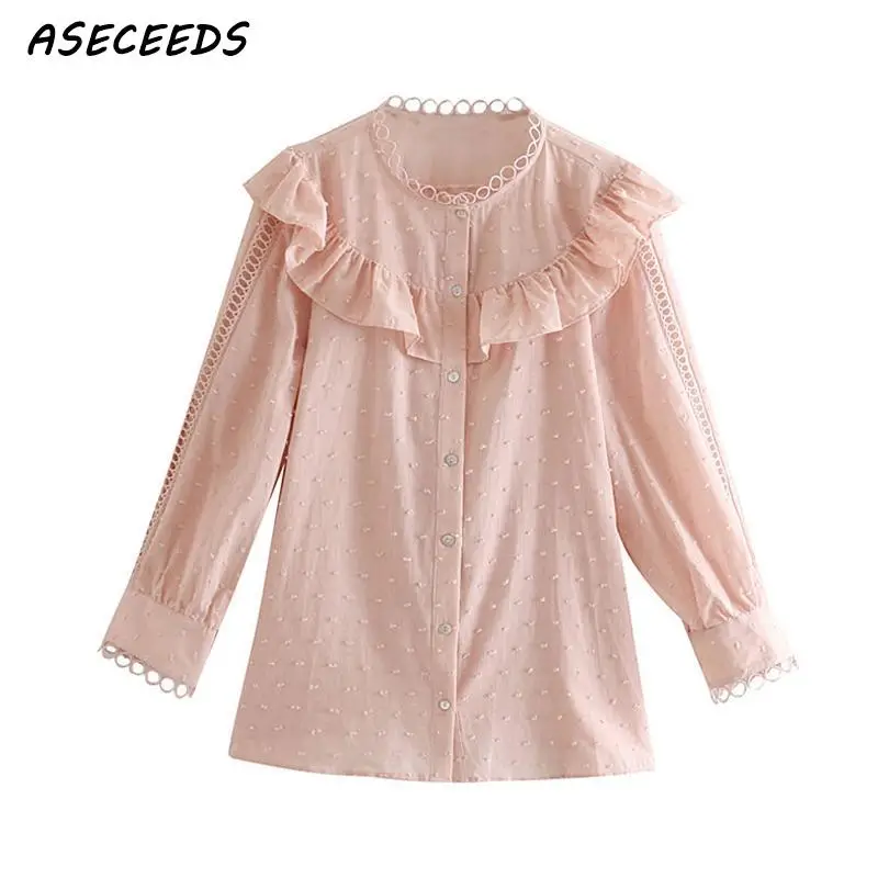 

Vintage women tops and blouse 2019 Boho Pleated embroidery Kawaii pink blouse Korean clothes shirts summer tops for women blusas