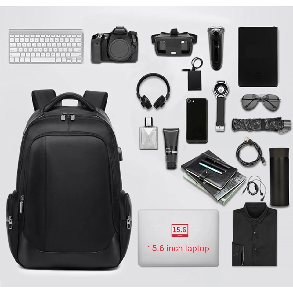 5 Business Men Backpack External USB Backpacking Waterproof School 15.6'' Laptop Travel Bagpack 20L Large Capacity Male Back Pack