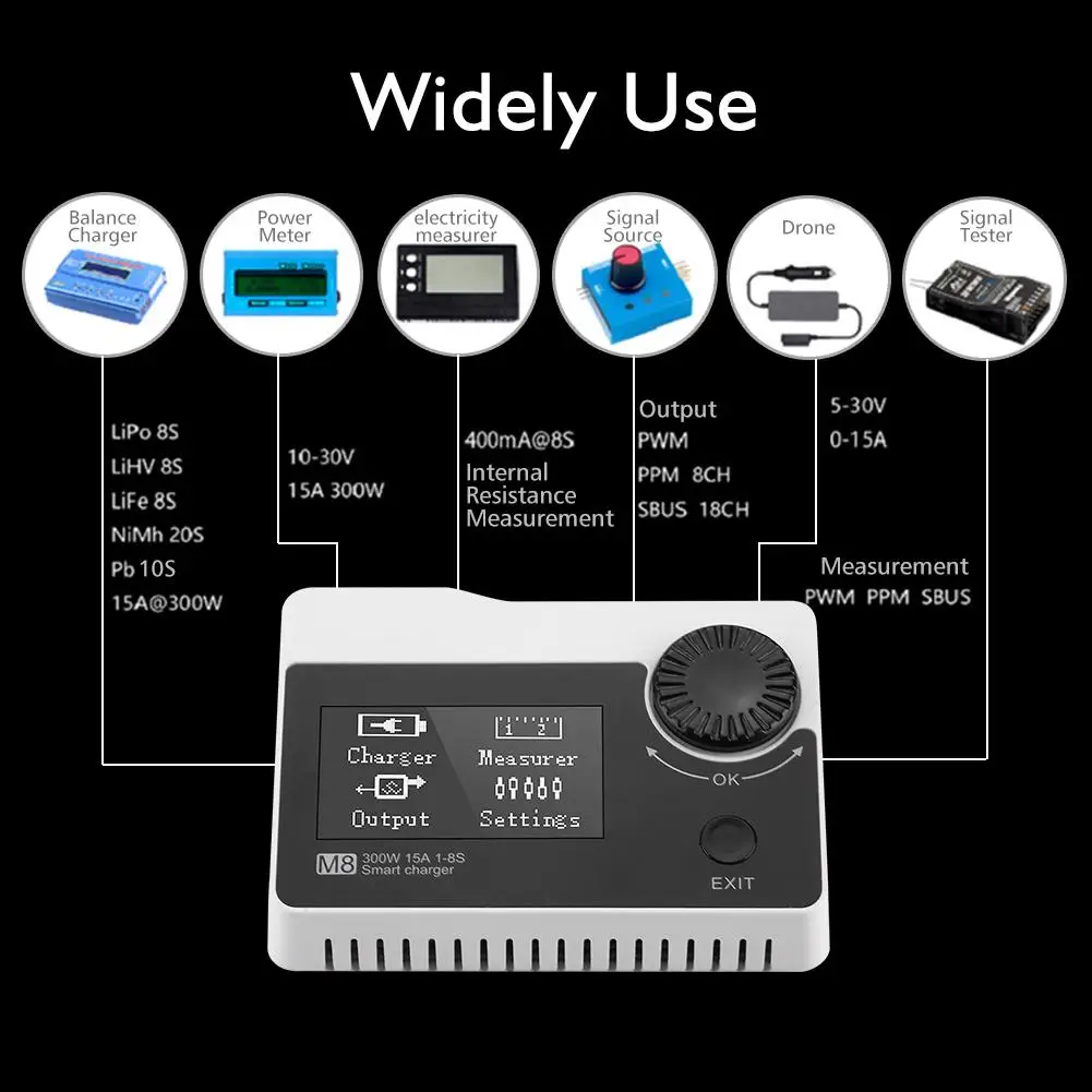 Инструментарий RC M8 300 Вт 15A 2-8S LiPo зарядное устройство разрядник ячейка проверка сервопривод тестер литиевая батарея баланс зарядное устройство разрядник