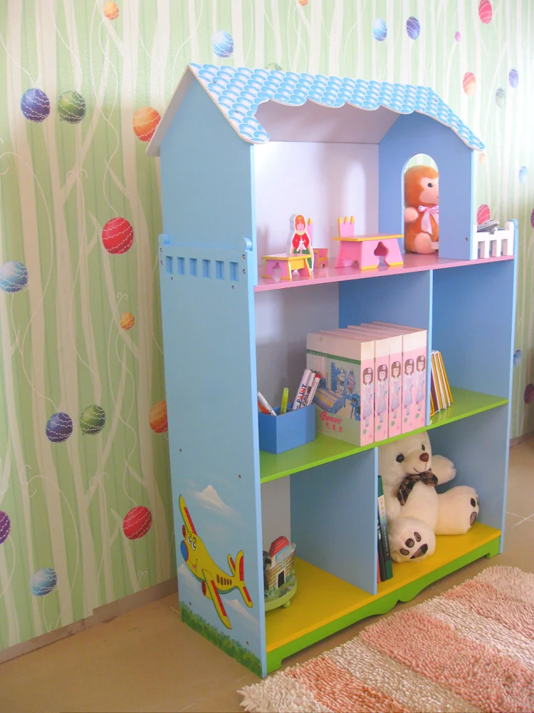 

Children's cartoon originality bookrack storage bookrack The doll house type Simple shelf fence bookrack Assembly