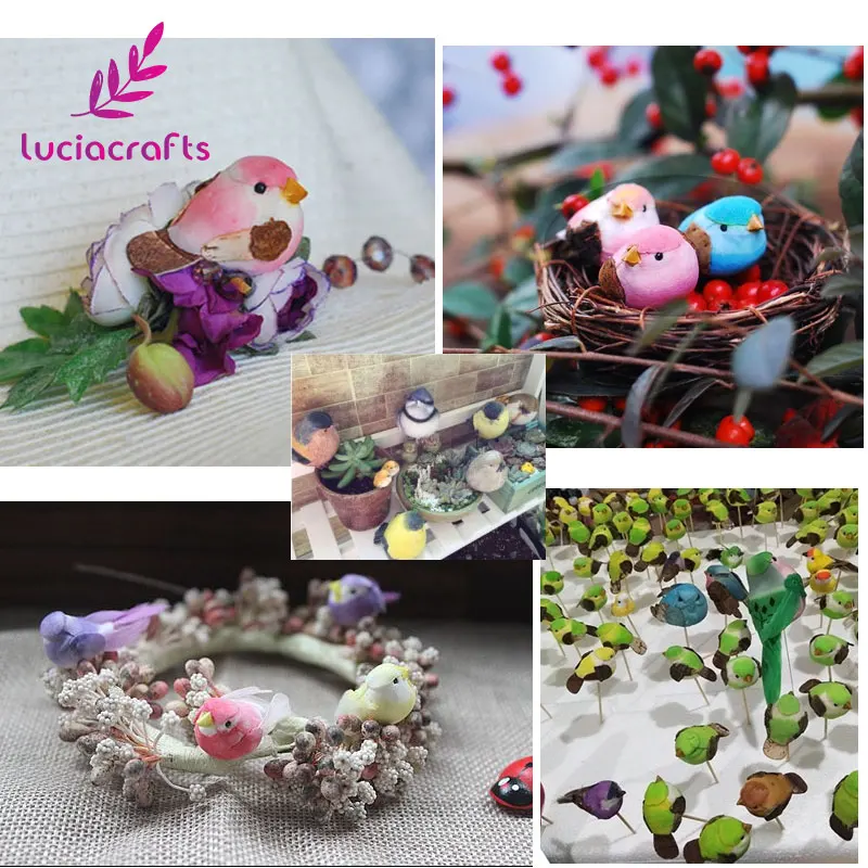 Lucia crafts 12 шт./лот 2 5*5 см пенопластовые Искусственные Птицы вечерние ринки