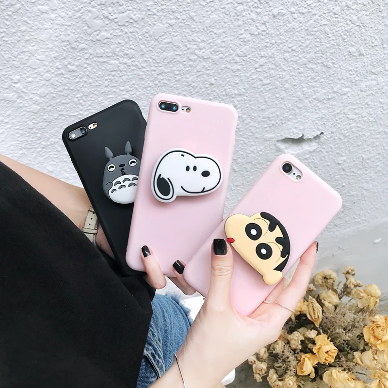 Rilakkuma кольцо с Тоторо Стенд Ручка чехол для iPhone SE 6 7 8 Plus Xs XR MAX чехол для samsung A8 J6 J8 S8 S9 S10 Plus Note 8 9 10