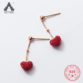

Japanese Korean Style 2019 Woman Fashion Earrings 925 Silver Jewelry Charm Heart Eardrop Zircon Holiday Gift