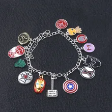 10 шт./лот браслет Мстители Бесконечная война Черная пантера Американский капитан Железный человек Человек-паук Молот Тора