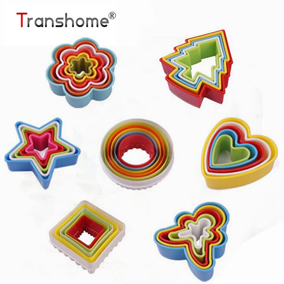 

Transhome Cookie Cutters 5pcs/set Plastic Heart Flower Shape Biacuit Mold Cake Decorating Tools Fandant Cake Mold Cookie Tools