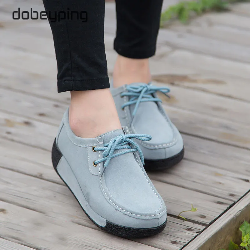 Lace Gray Новинка года; сезон весна-лето; замшевые туфли из коровьей кожи; женская обувь на плоской платформе со шнуровкой; женские лоферы; мокасины; женские кроссовки - Цвет: Lace Gray