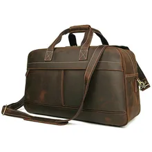 Мужская большая Вместительная дорожная сумка из натуральной кожи, винтажная сумка для багажа из коровьей кожи, кожаная дорожная сумка Crazy Horse