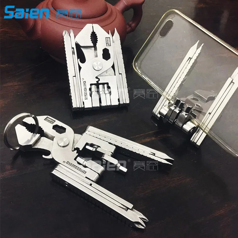 

Swiss+Tech ST53130 Polished SS 22-in-1 Pocket Multitool Kit with Wrenches, Allen Drivers, Hand Drill